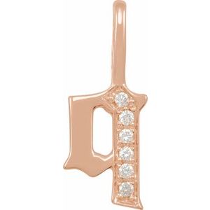 Natural Diamond Gothic Initial Charm Pendant