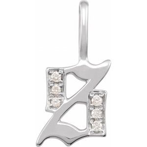 Natural Diamond Gothic Initial Charm Pendant