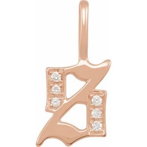Natural Diamond Gothic Initial Charm Pendant