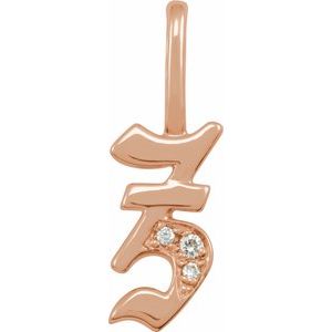 Natural Diamond Gothic Initial Charm Pendant
