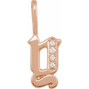 Natural Diamond Gothic Initial Charm Pendant