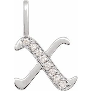 Natural Diamond Gothic Initial Charm Pendant