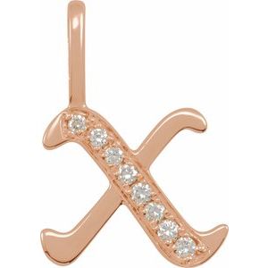 Natural Diamond Gothic Initial Charm Pendant