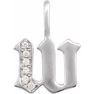 Natural Diamond Gothic Initial Charm Pendant