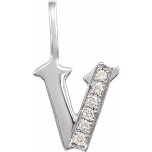 Natural Diamond Gothic Initial Charm Pendant