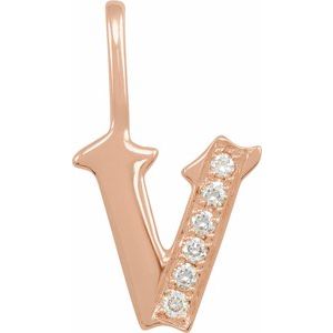 Natural Diamond Gothic Initial Charm Pendant