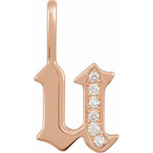 Natural Diamond Gothic Initial Charm Pendant