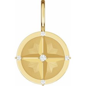 Natural Diamond Compass Charm Pendant