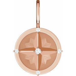 Natural Diamond Compass Charm Pendant