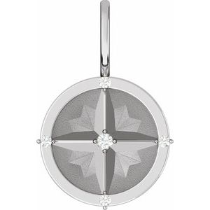 Natural Diamond Compass Charm Pendant