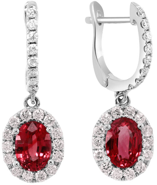 Flamme de Paris Ruby & Diamonds Drop Earrings