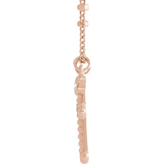 Natural Diamond Beaded Cross Necklace