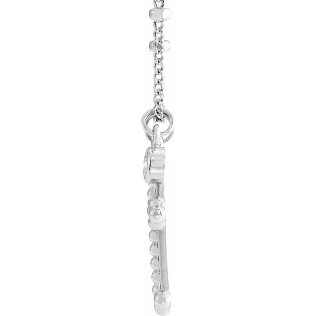 Natural Diamond Beaded Cross Necklace