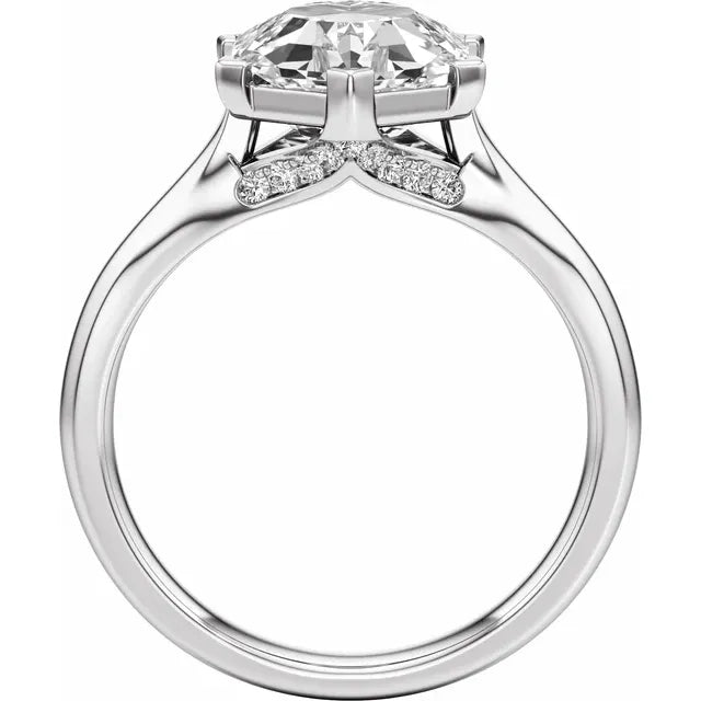 Prestige Engagement Ring - Hexagon Cut with Hidden Halo