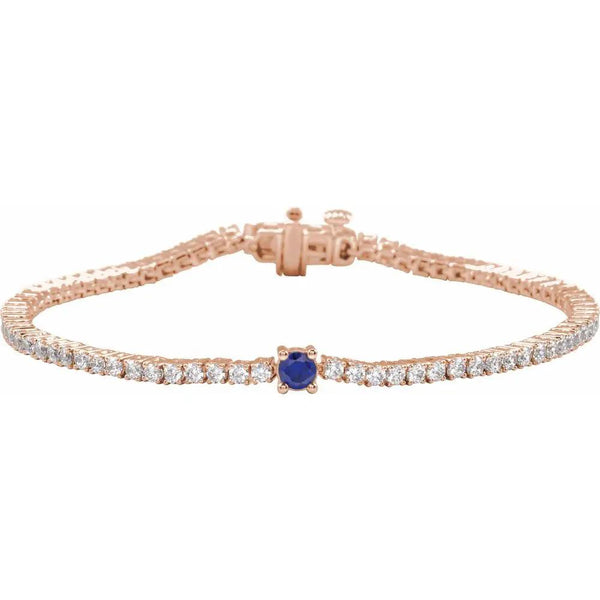 Beucher Paris La Marquise de Montesquieu №3 Sapphire and Diamond Tennis Bracelet in rose gold