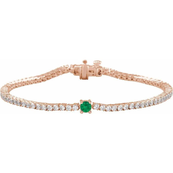 Beucher Paris La Marquise de Montesquieu №2 Emerald and Diamond Tennis Bracelet in rose gold
