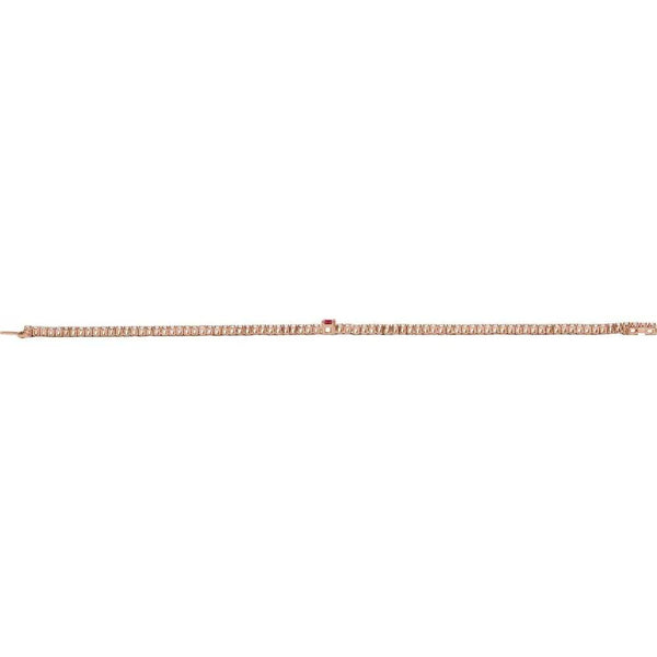 Beucher Paris La Marquise de Montesquieu №1 ruby and diamond tennis bracelet in rose gold.