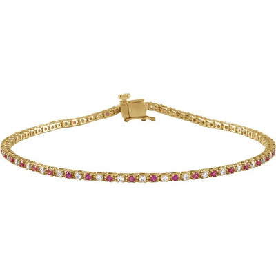 Les Rayons de Montmartre, 14K Rose Gold Lab-Grown Ruby Diamond Line Bracelet