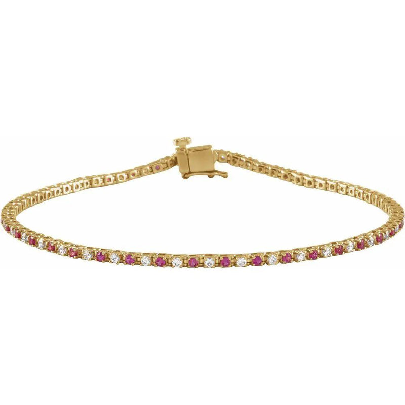 Les Rayons de Montmartre, 14K Rose Gold Lab-Grown Ruby Diamond Line Bracelet