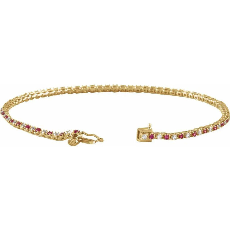 Les Rayons de Montmartre, 14K Rose Gold Lab-Grown Ruby Diamond Line Bracelet