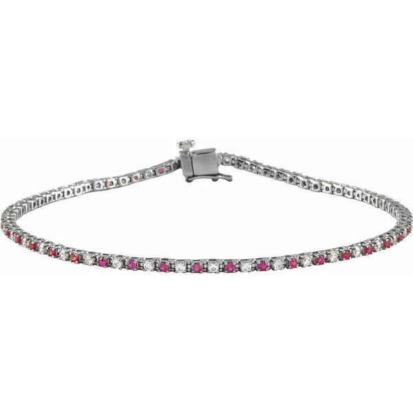 Les Rayons de Montmartre, 14K Rose Gold Lab-Grown Ruby Diamond Line Bracelet