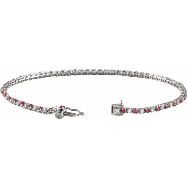 Les Rayons de Montmartre, 14K Rose Gold Lab-Grown Ruby Diamond Line Bracelet