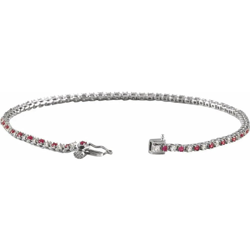 Les Rayons de Montmartre, 14K Rose Gold Lab-Grown Ruby Diamond Line Bracelet
