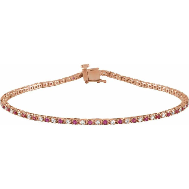 Les Rayons de Montmartre, 14K Rose Gold Lab-Grown Ruby Diamond Line Bracelet