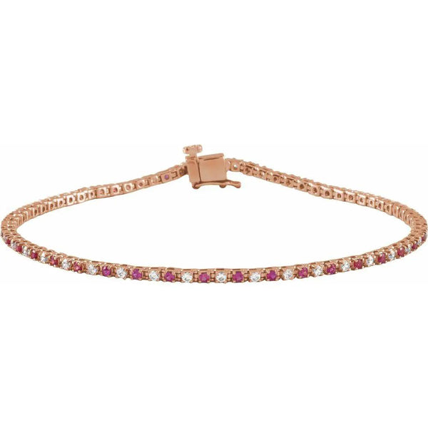 Les Rayons de Montmartre, 14K Rose Gold Lab-Grown Ruby Diamond Line Bracelet