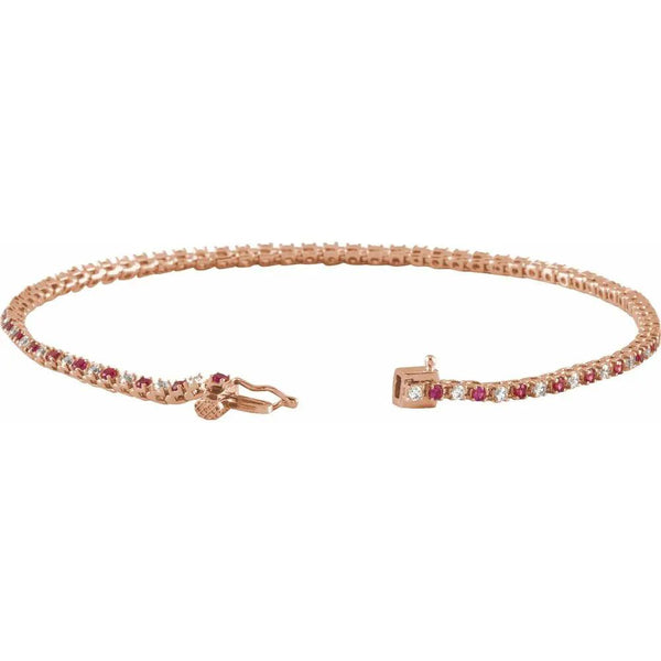 Les Rayons de Montmartre, 14K Rose Gold Lab-Grown Ruby Diamond Line Bracelet