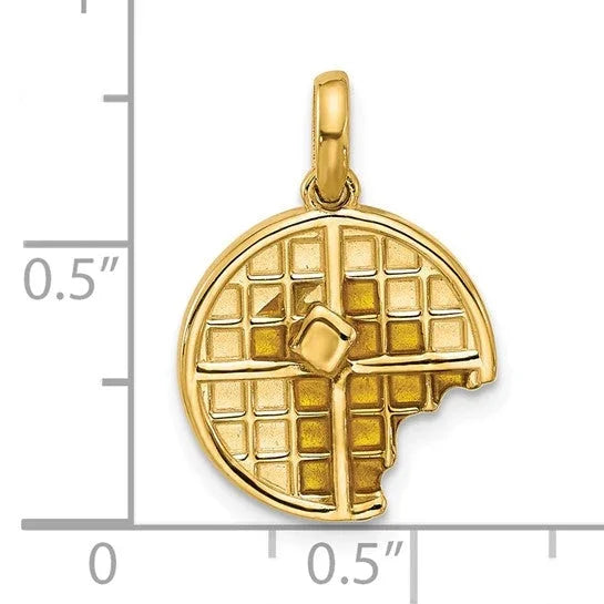 Le Gaufre de Montmartre, 14K Gold Waffle Pendant