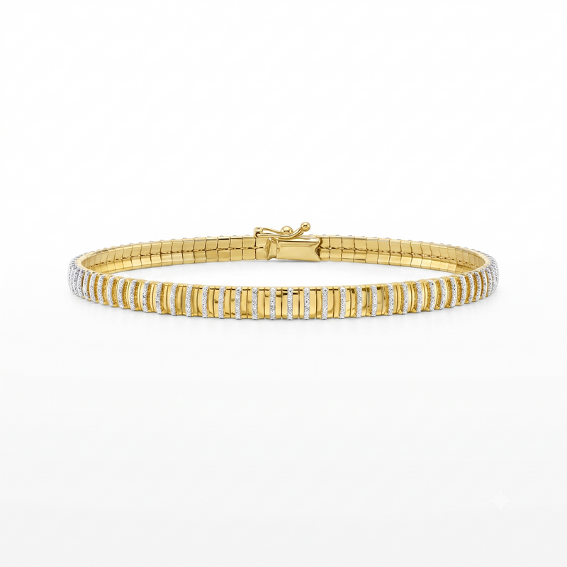 Two-Tone Gold Diamante Flexible Bracelet