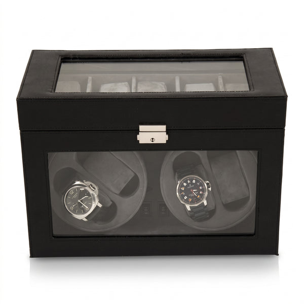 L'Ombre de Seine, Black Leather & Glass Watch Winder