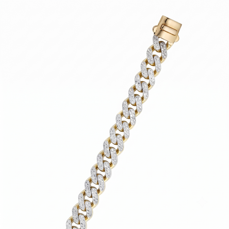 14K Yellow Gold Lite Miami Cuban Diamond Bracelet