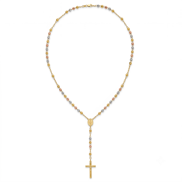 Prière de Montmartre, Tri-Color Gold Rosary Necklace