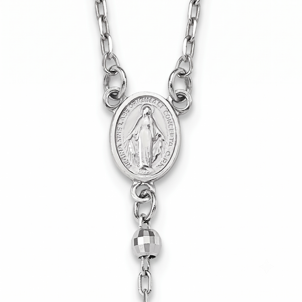 Lumière de Chartres, White Gold Crucifix & Medal Necklace