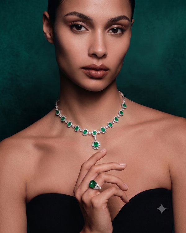 Le Serre de Jussieu, Emerald & Diamonds Necklace