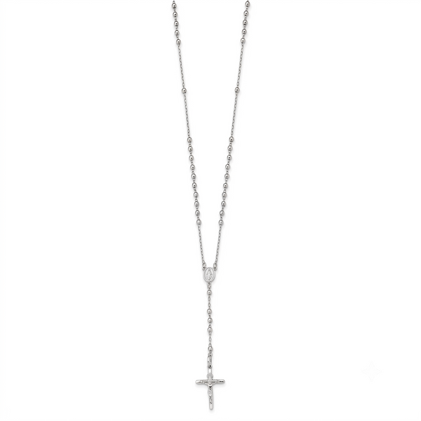 Lumière de Chartres, White Gold Crucifix & Medal Necklace
