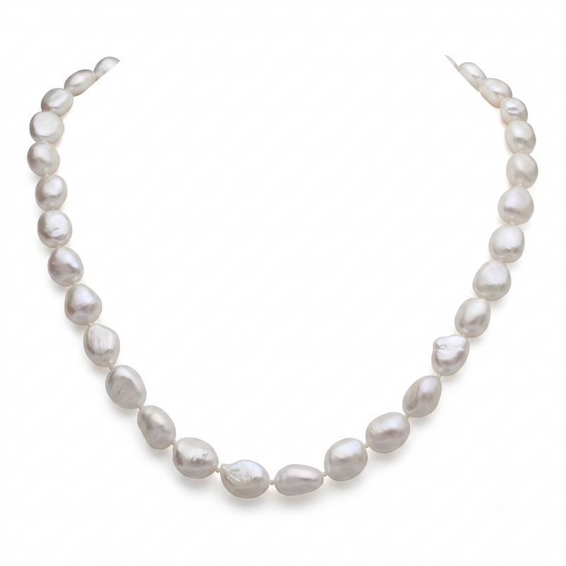 Cultured White Baroque Pearl Necklace 10mm