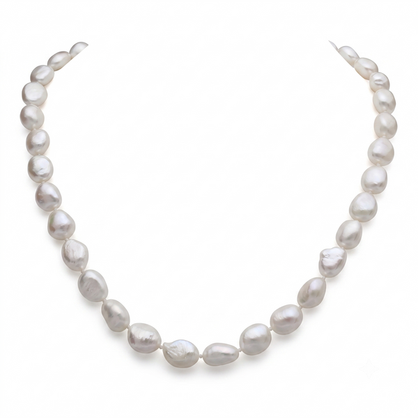 Cultured White Baroque Pearl Necklace 10mm