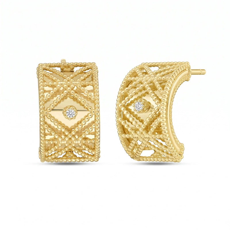 Éclat du Marais, 14K Gold Woven Diamond Stud Earrings