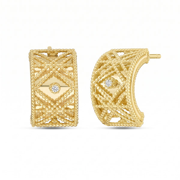 Éclat du Marais, 14K Gold Woven Diamond Stud Earrings