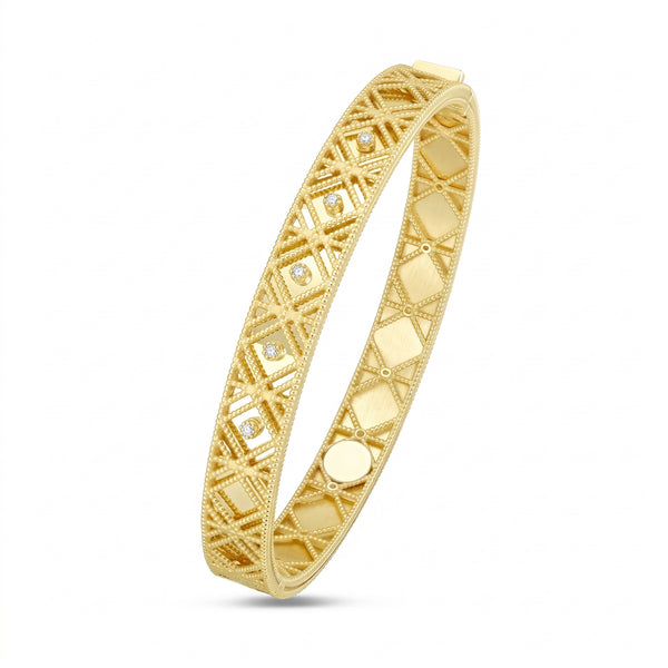 Lumière de Versailles, Yellow Gold Diamond Woven Bangle