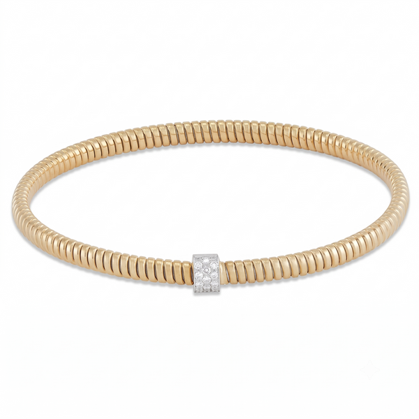 Velours de la Côte, Gold Diamond Coil Bangle Bracelet