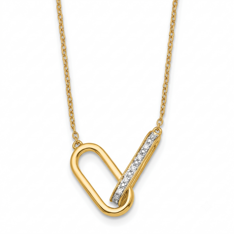 Diamond Interlocked Paperclip Links Necklace