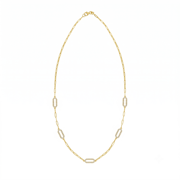 Lumière de Montmartre, Diamond & Gold Paperclip Necklace