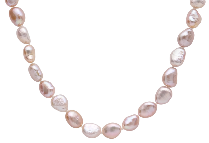 Natural Lavender Pink Baroque Pearl Necklace