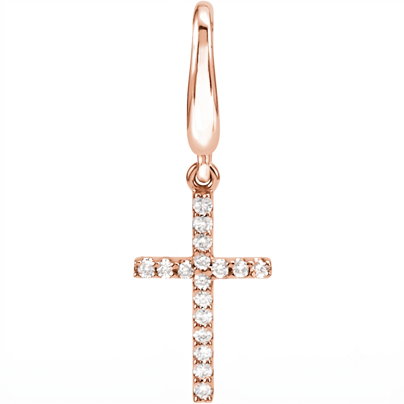 Natural Diamond Cross Charm Pendant