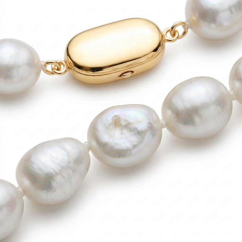 Cultured White Baroque Pearl Necklace 10mm