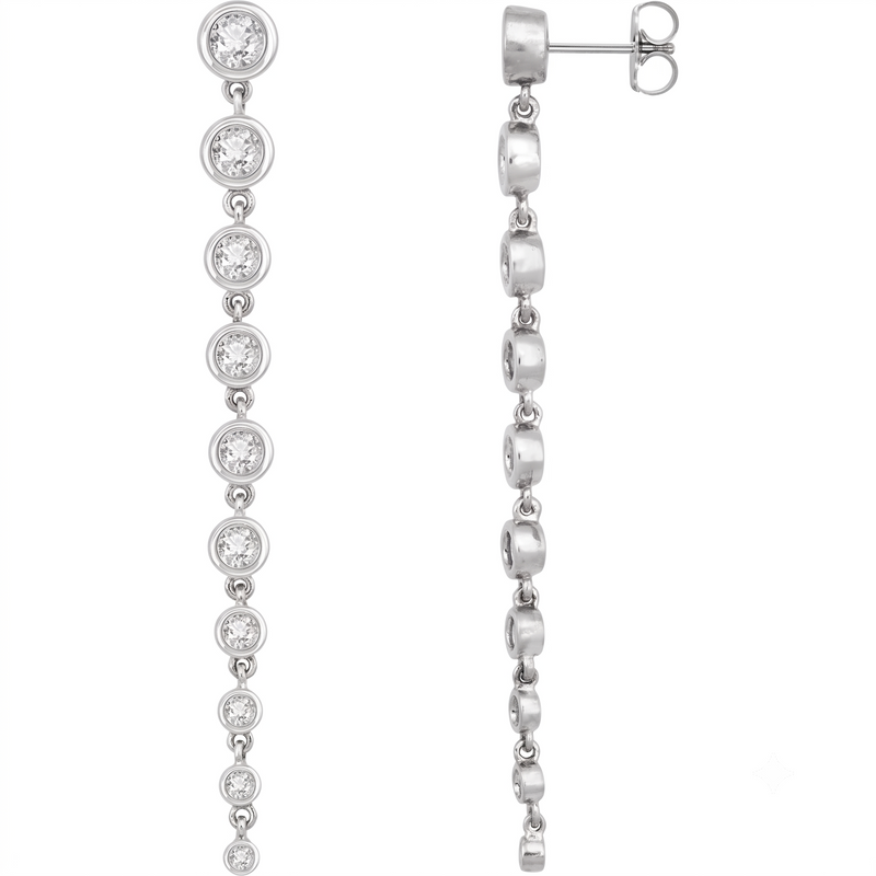 Lab-grown Diamond Bezel Dangle Earrings 2CTW